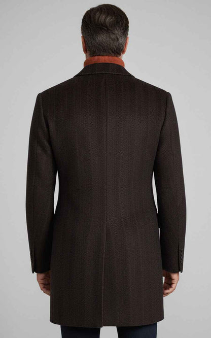 Custom Men's overcoat Brown Double Breasted Winter Formal