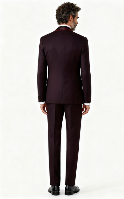 Purple Jacquard Textured Tuxedo - Custom Formal Suit