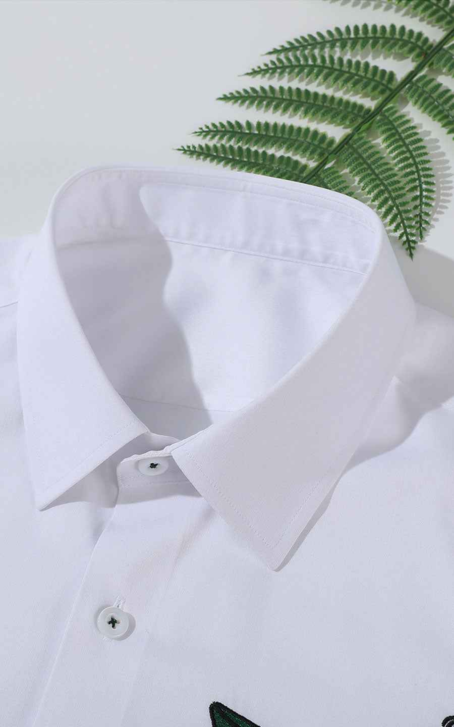 Men's Custom Tailored Shirts - Embroidered White Fabric
