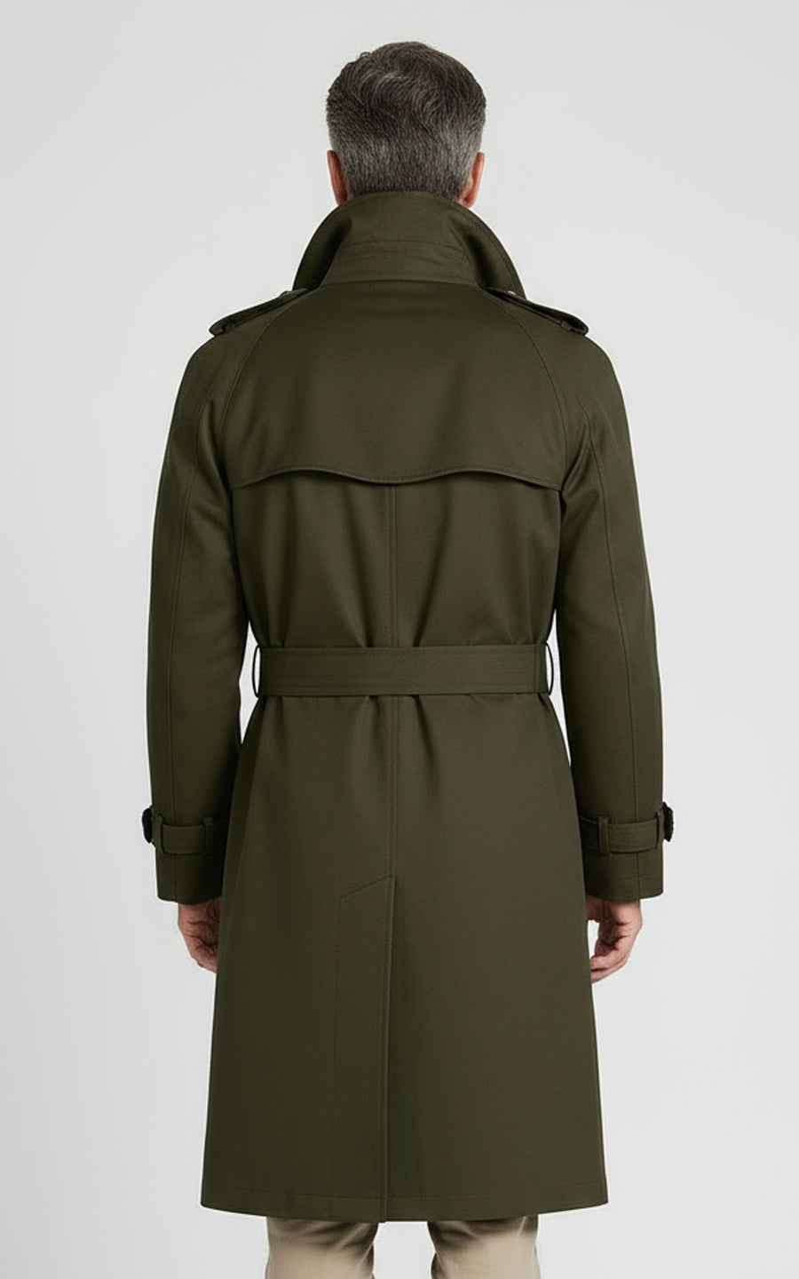 Made men's premium dark green double-breasted Custom trench coat