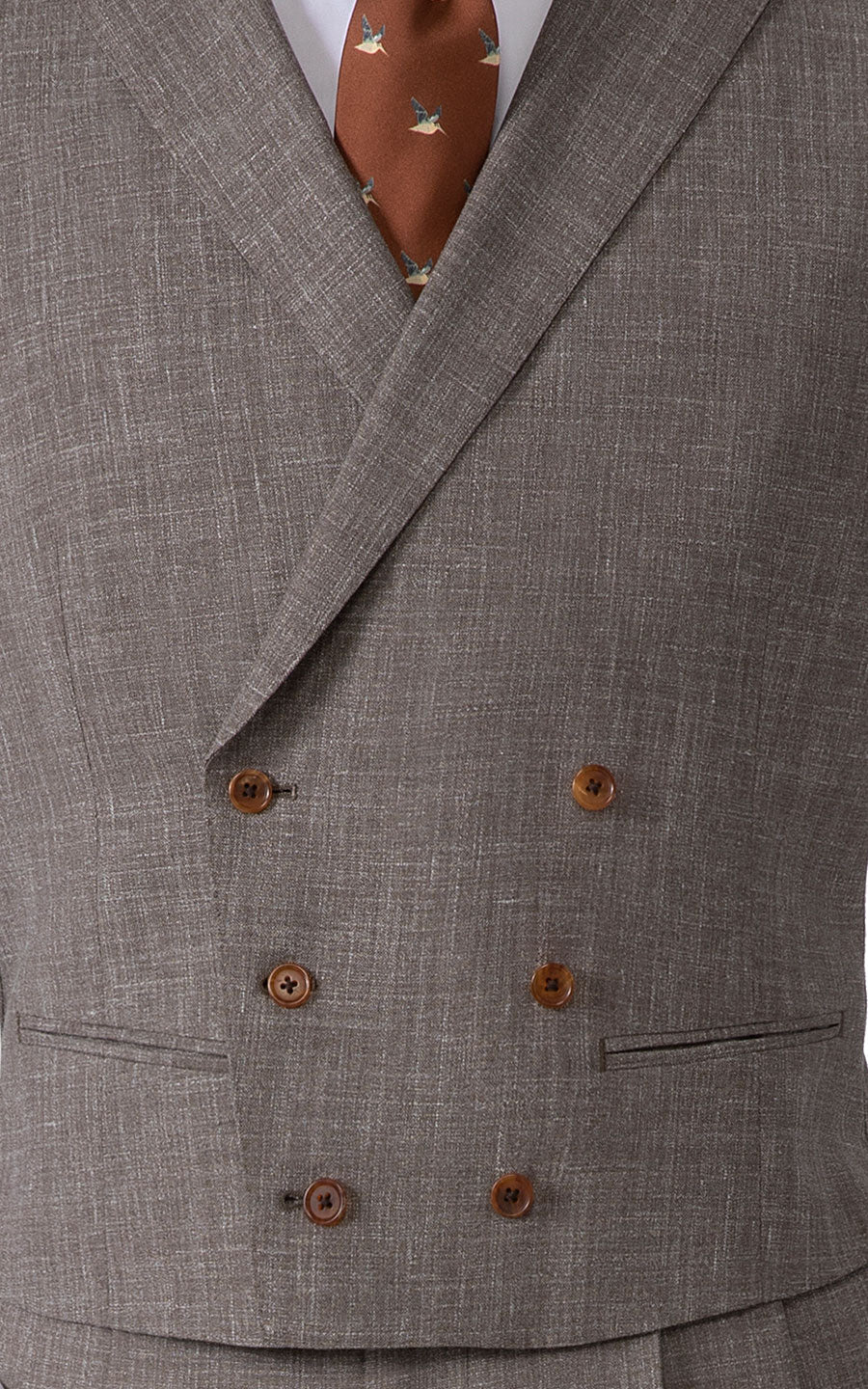 Premium couture vest detail - wool silk linen fabric