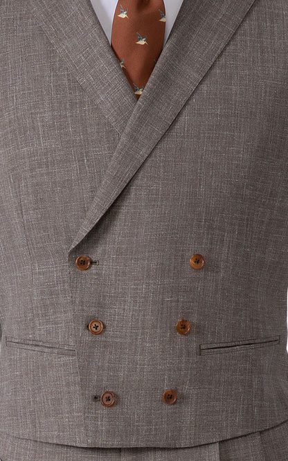 Premium couture vest detail - wool silk linen fabric