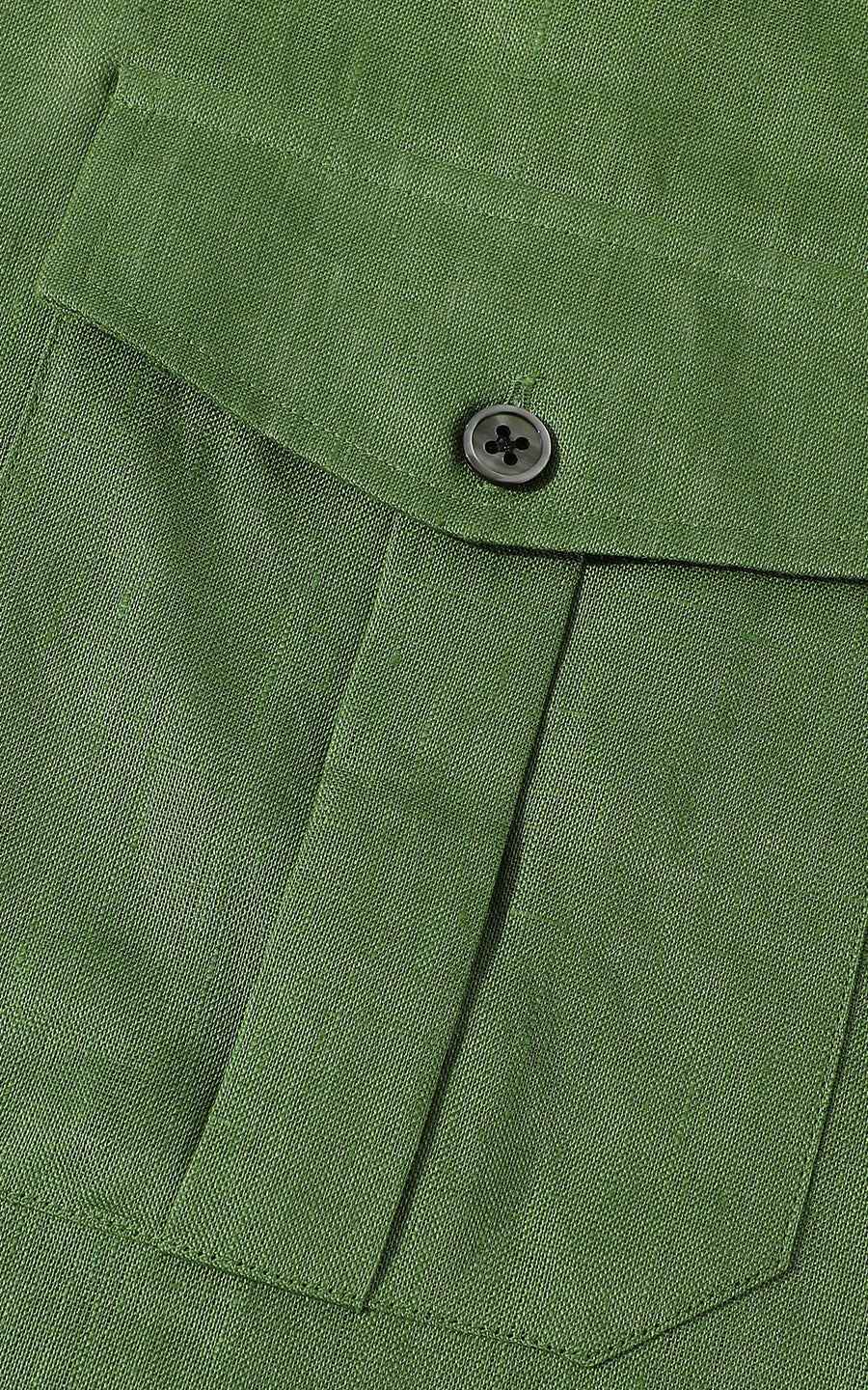 Men's Casual Shirts Forest Green Linen Casual Shirt - Custom Fit