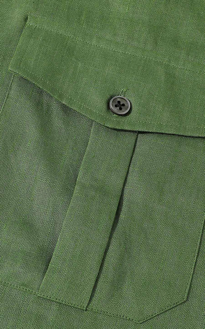Men's Casual Shirts Forest Green Linen Casual Shirt - Custom Fit