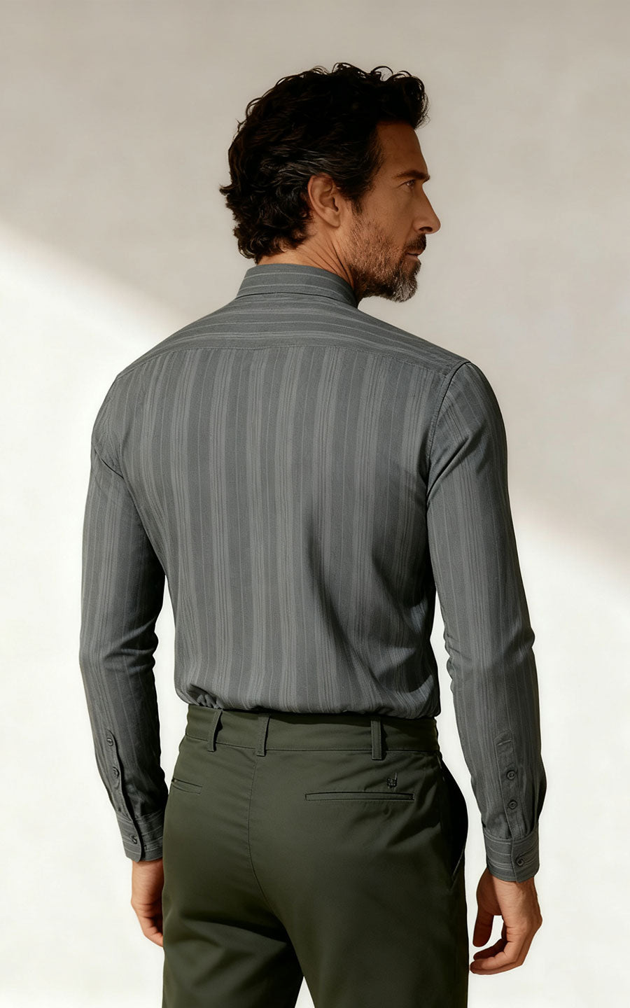 Custom Anti-Wrinkle Dark Gray Dress Shirt Tailored Fit