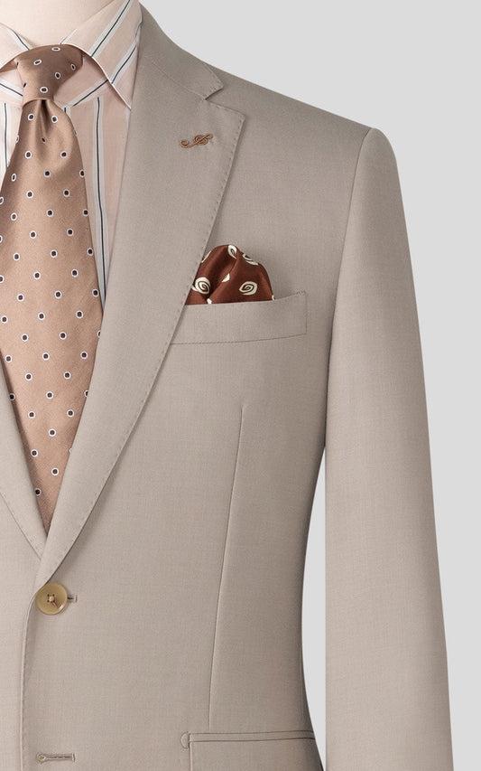 Khaki twill bespoke suit fabric texture close up