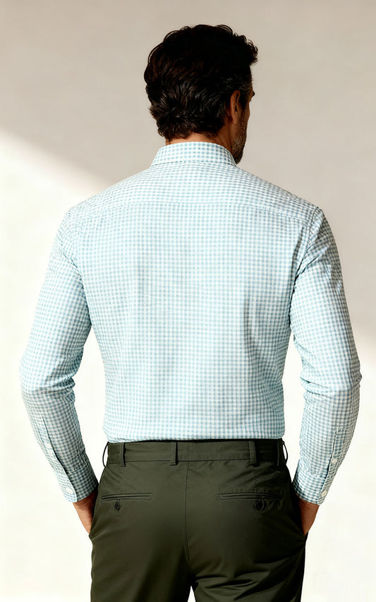 Men's Olive Green Wrinkle-Free Dress Shirt - WIAI