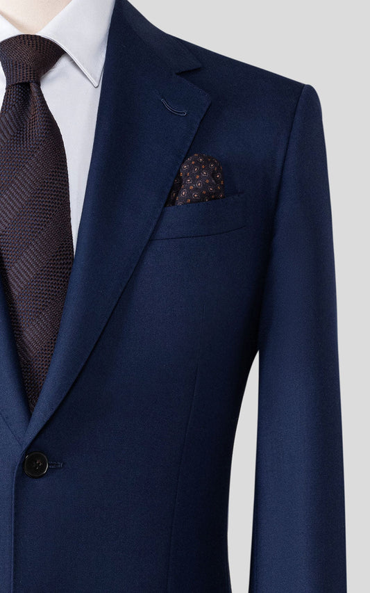 Notch lapel detail dark blue custom tailored suit