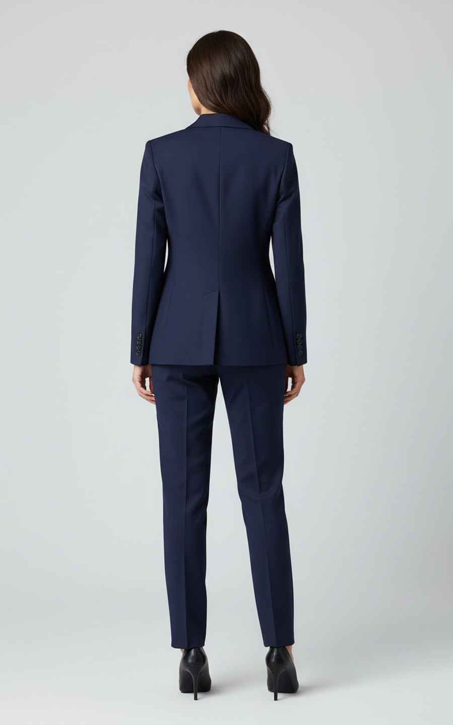 Navy Blue Women's Tailored Suit Set