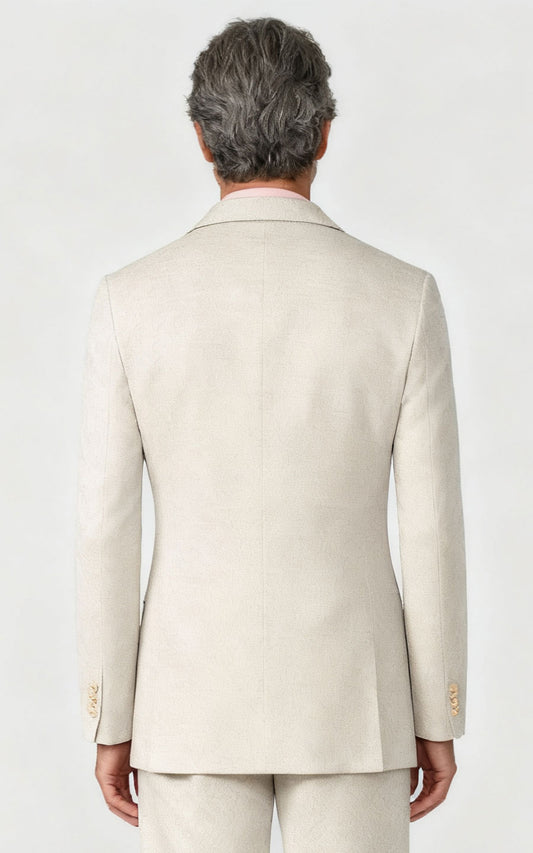 Men's Light Beige Linen Tailored Suit - Casual Blazers