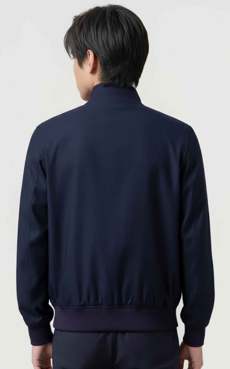 Navy Wool Bomber Jacket Premium Tailored Mens Outerwear