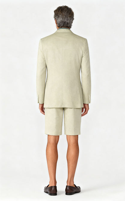 mens custom suits Khaki Linen Men's Casual Suit Set - Bespoke Fit