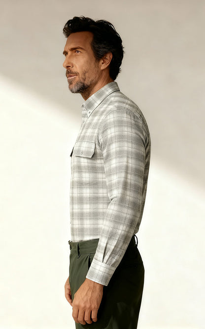 Light Grey Cotton Button Down Shirt Business Casual