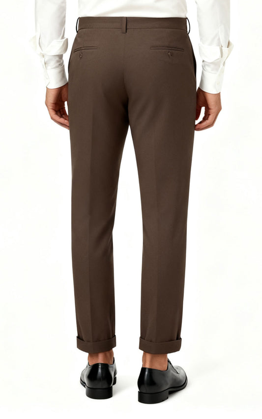 Brown Anti-Wrinkle Custom Suit Pants - Tailored Fit
