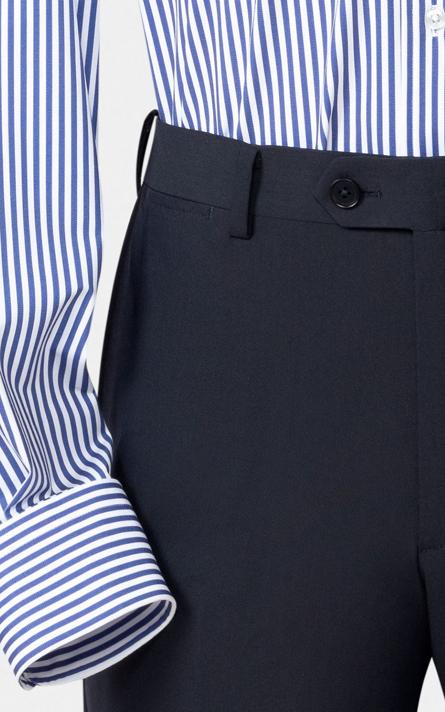 Premium Navy Blue Fabric - Custom Suit Pants Detail