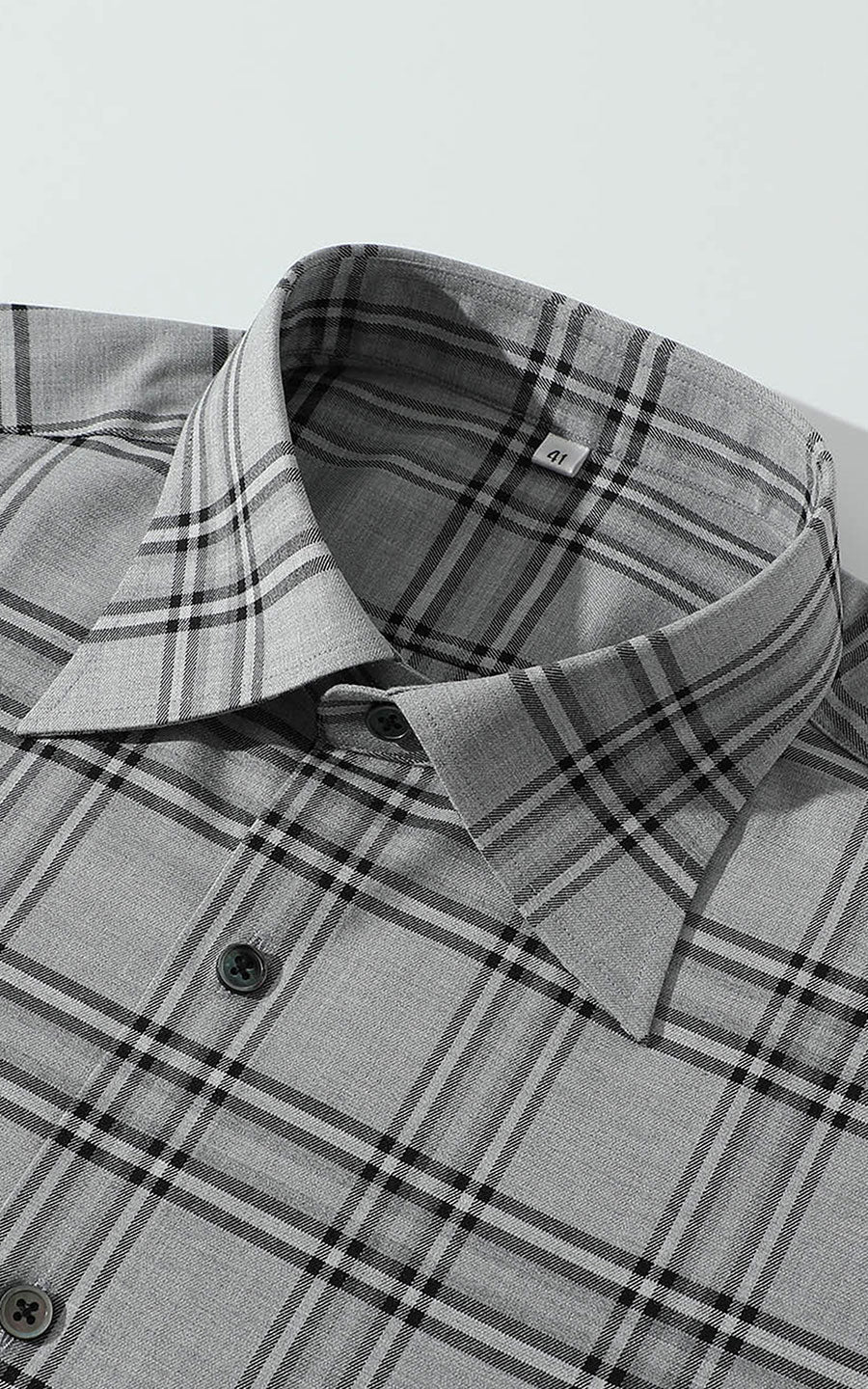 Tailored Fit Grey Check Shirt - Modern Men's Style
