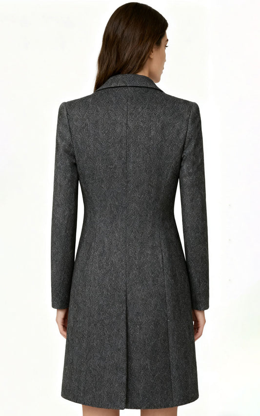 Premium Gray Herringbone Wool Blazer
