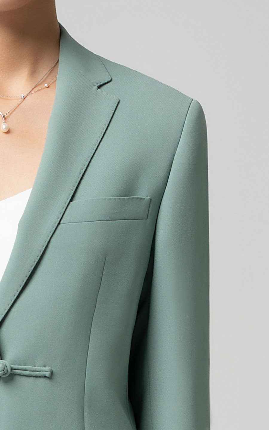 Sage Green Blazer & White Trouser Set - Fresh Style