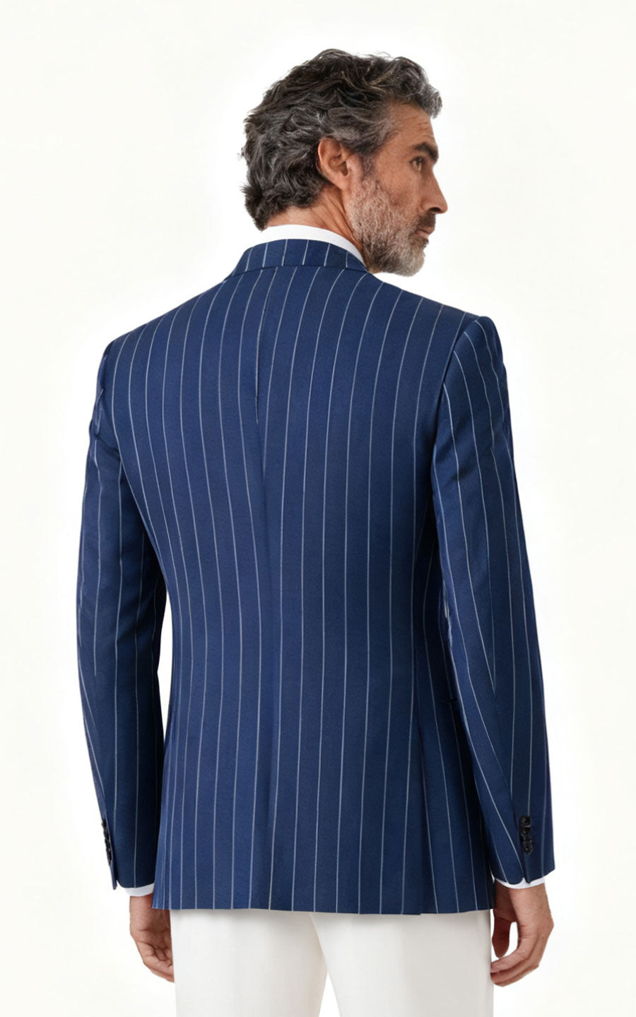 Men's Navy Blue Pinstripe Business Suit - Custom Suitin