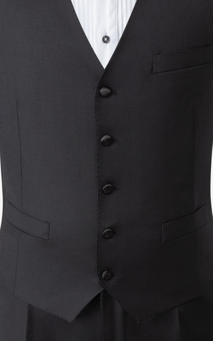 Premium black satin vest detail - personalized formal