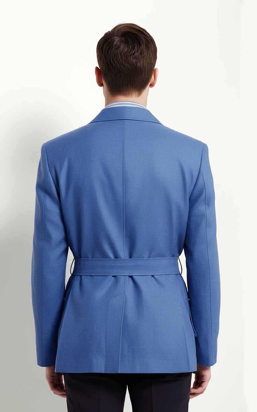 Customized Blue Trench Men Safari Casual Wear