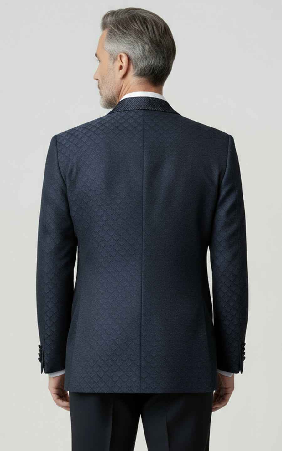 Mens Navy Blue Tuxedo Suit Double Breasted Wedding Coat