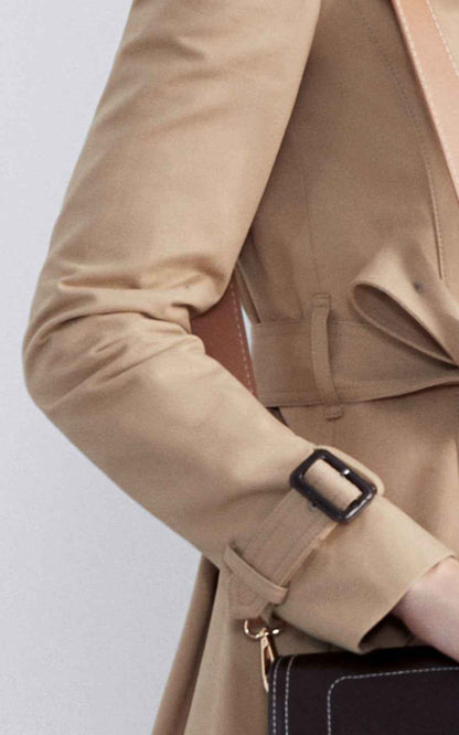 Classic Double-Breasted Trench Coat - Beige