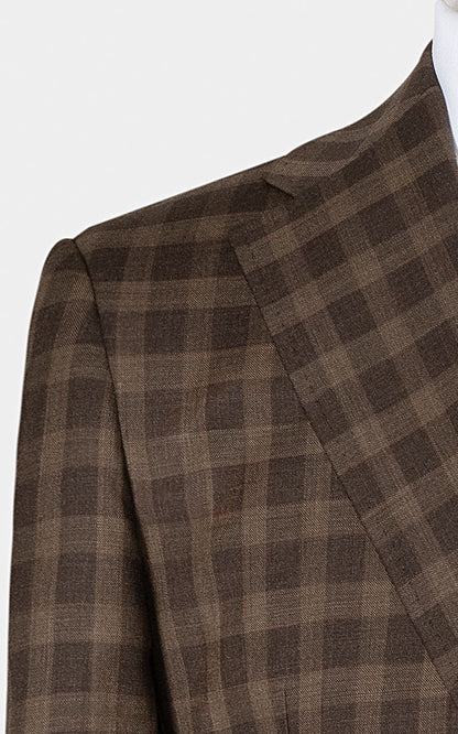 Men's dark brown checkered blazer tailored fit