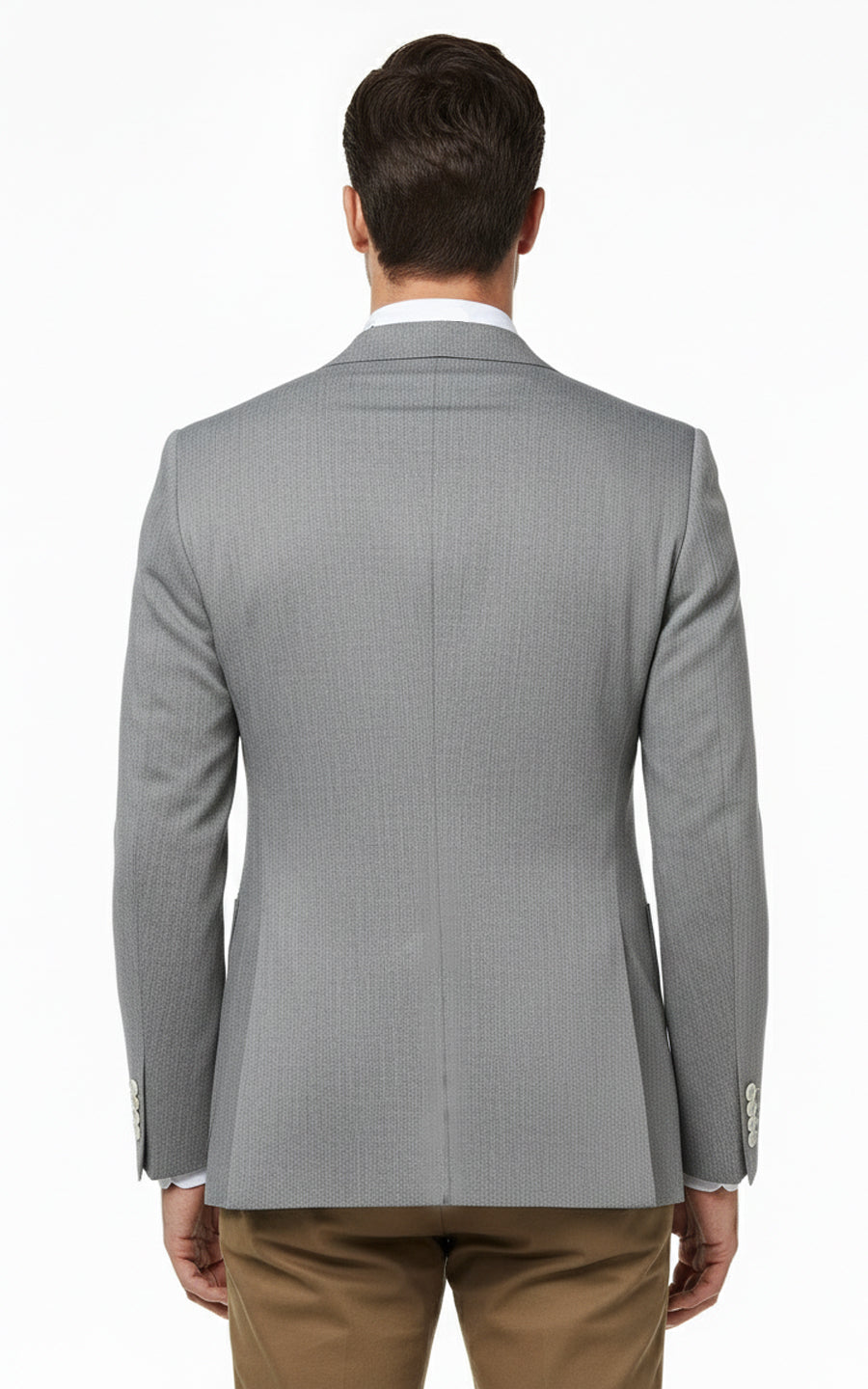 Mens Gray Textured Blazer Slim Fit Business Casual Suit Coat