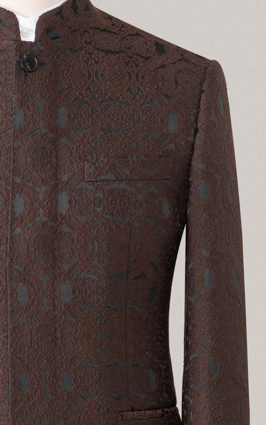 Dark Pattern Chinese Dress Suit - Traditional Collar Style