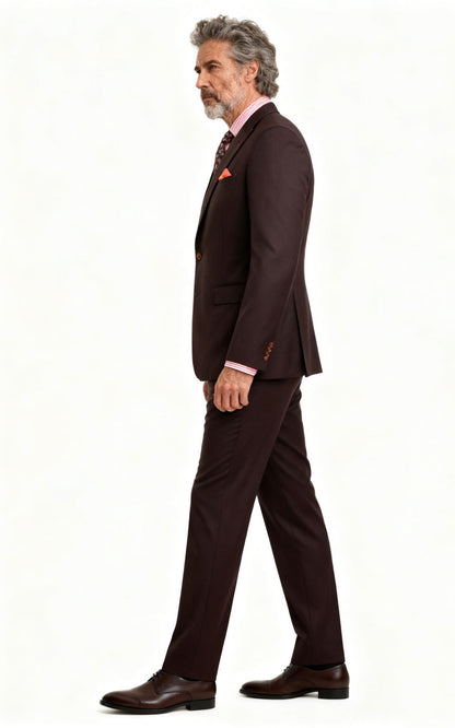 Custom Suit Burgundy Twill - Tailored Formal Menswear