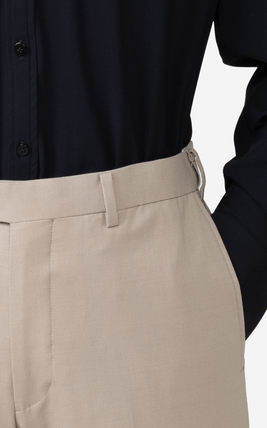 Premium Beige High Elastic - Custom Suit Pants Detail
