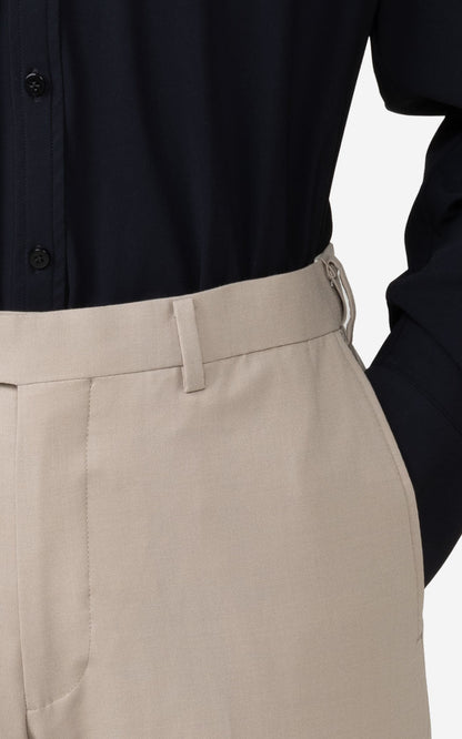 Premium Beige High Elastic - Custom Suit Pants Detail