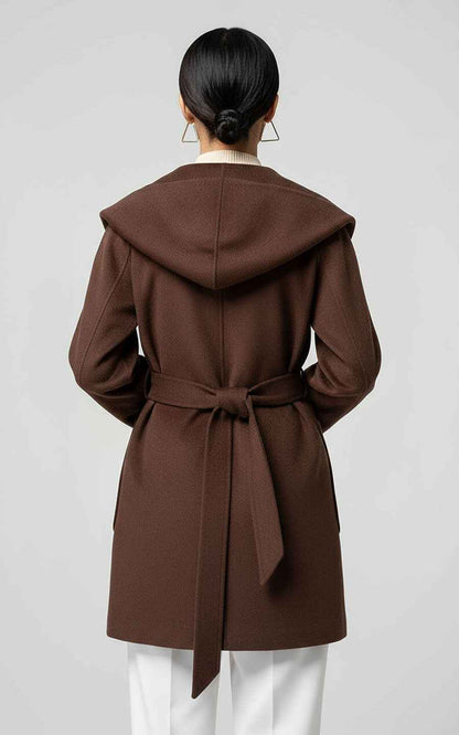 Elegant Brown Belted Trench Coat with Wide Lapel