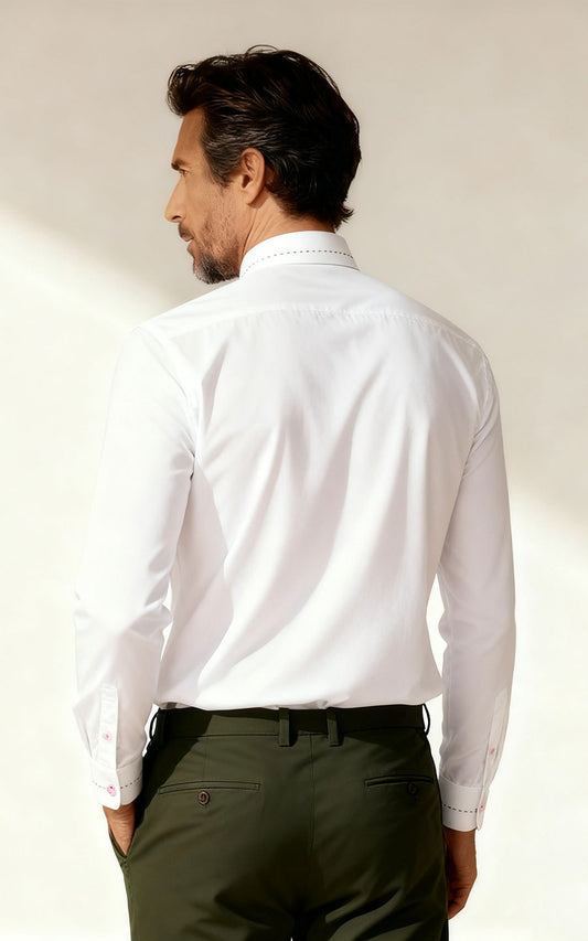 WIAI Men's Custom Pearl White Tailored Dress Shirt