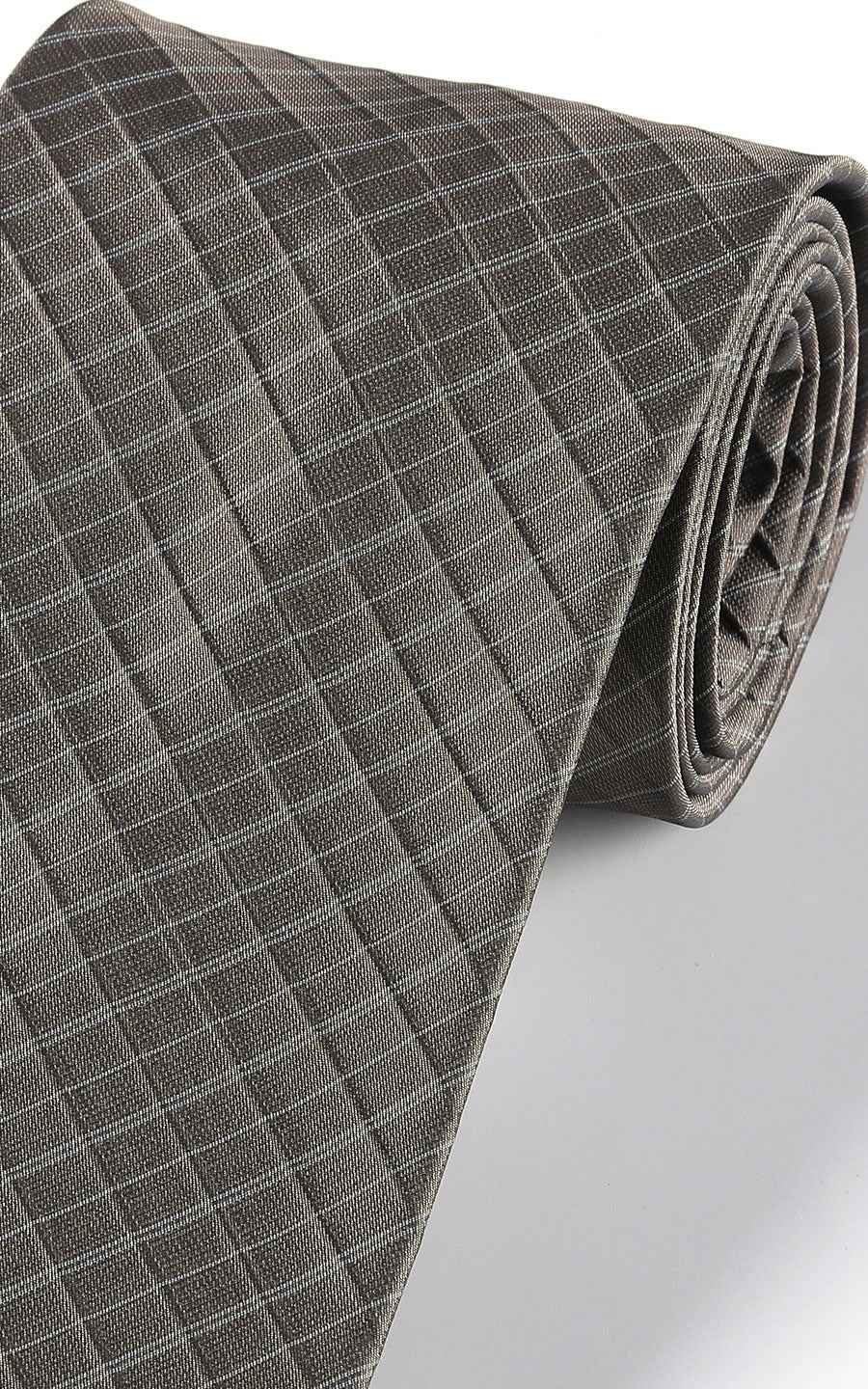 Gray checkered silk fabric texture - necktie detail