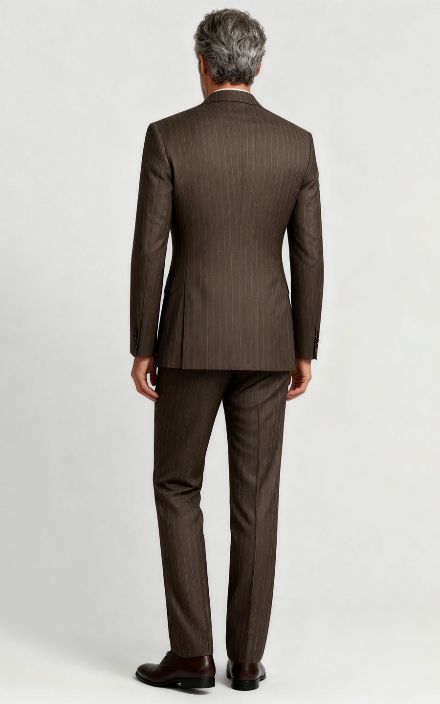 Men's Custom Bespoke Suit - Gray Brown Striped Silk