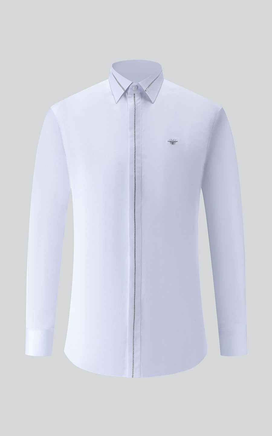 Spider Embroidered White Cotton Shirt - Custom Tailored