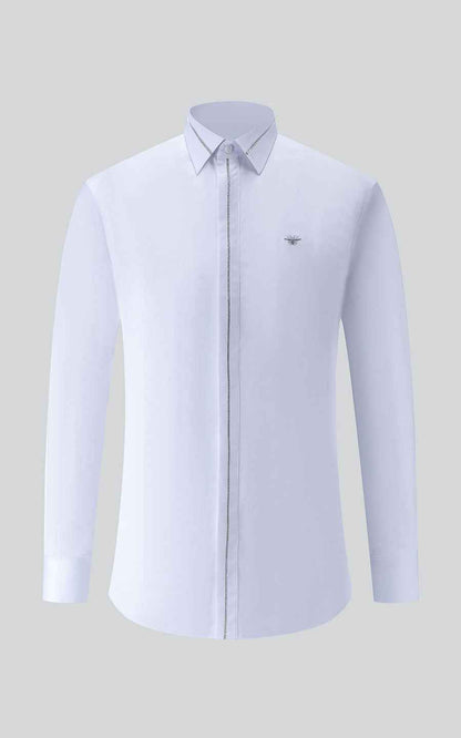 Spider Embroidered White Cotton Shirt - Custom Tailored