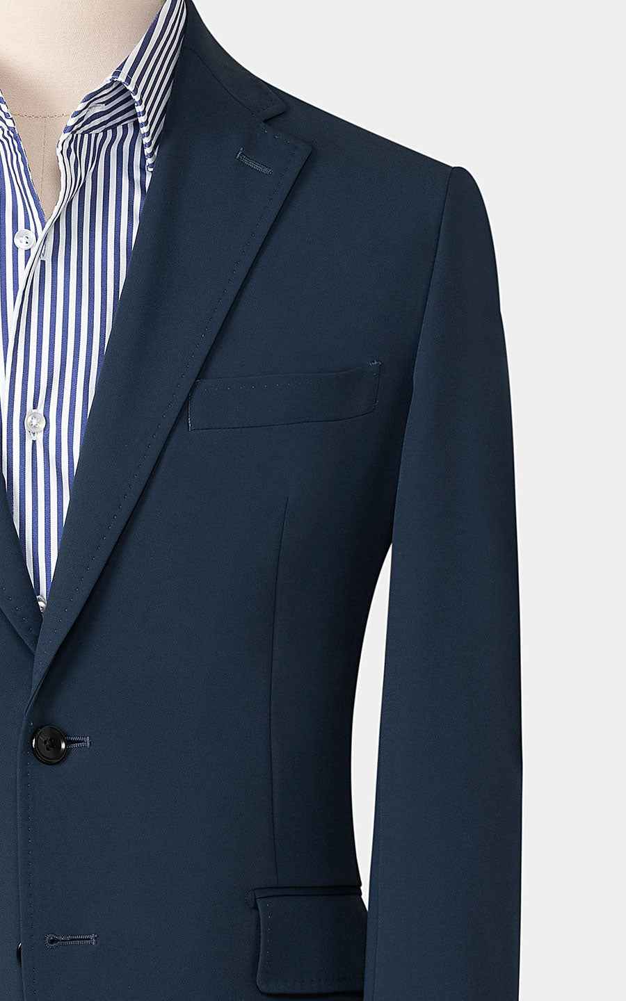 Men's Navy Wool Custom Suits - Tailored Business Formal