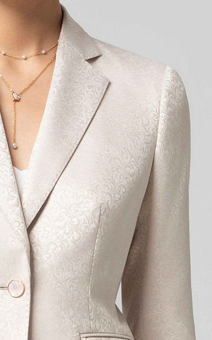 Chic Beige Blazer Suit Set - Modern Professional