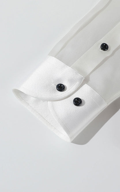 Premium Acetate Fabric Detail - White Dress Shirt