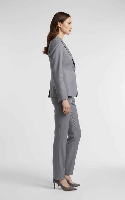 Women's Grey Single-Button Suit Set