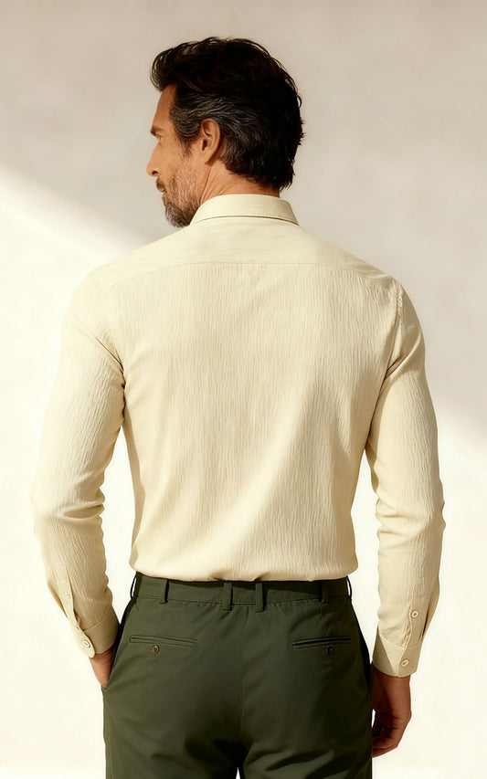 Khaki Organic Cotton Dress Shirt Men's Business Casual