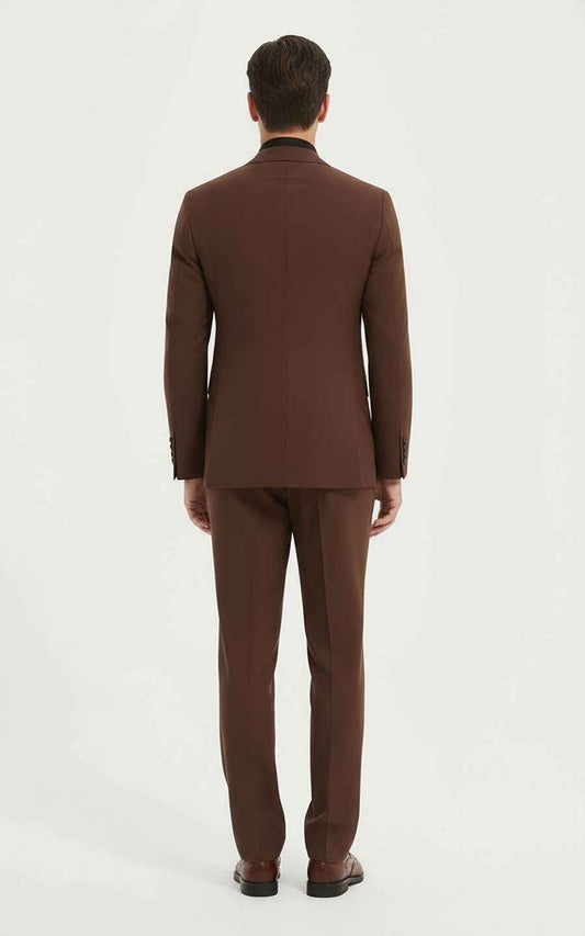 Men's Brown Suit Double-Breasted Classic Fit