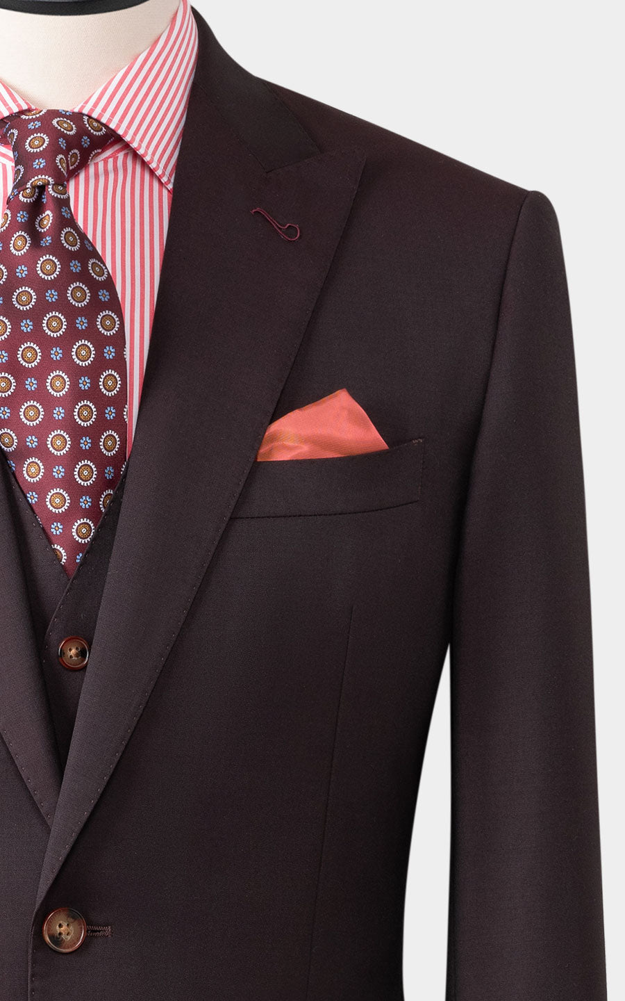 Burgundy twill suit fabric texture custom tailored