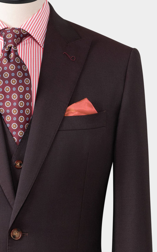 Burgundy twill suit fabric texture custom tailored