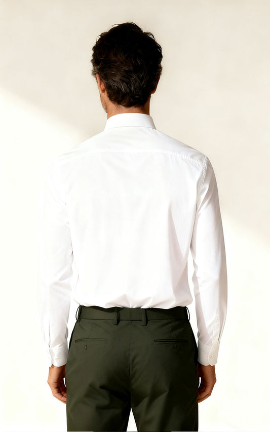Custom Shirt White Black Embroidery - Tailored Fit