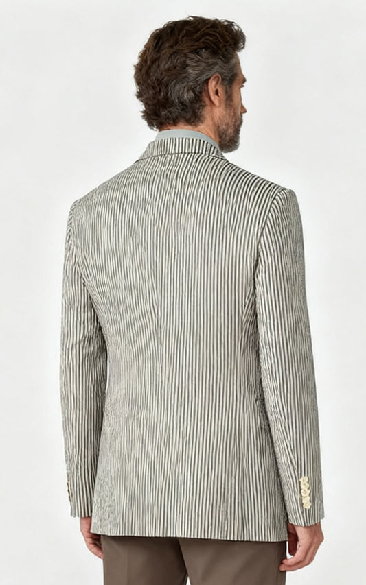WIAI Brown White Striped Blazer - Premium Casual Jacket