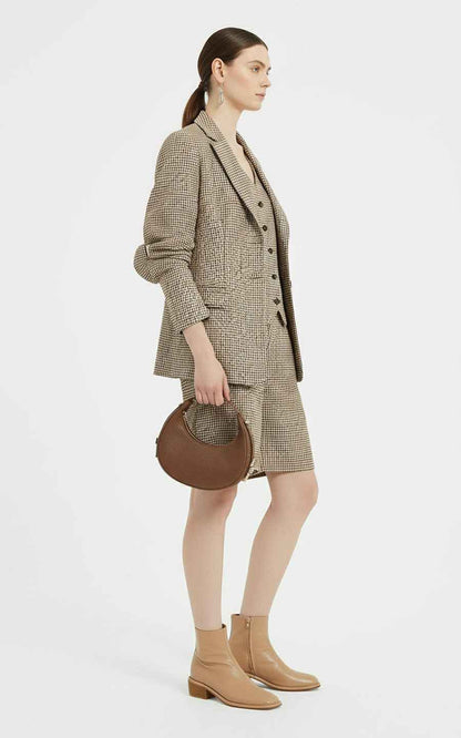 Custom Suits - Houndstooth Blazer Dress with Pockets